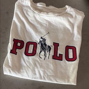 Polo White T-Shirt with Red Logo and white T-shirt mens Small